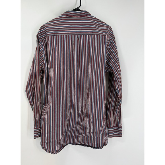 Tommy Bahama Men's Large Red Blue Striped Button Up Dress Shirt Silk Blend - Picture 3 of 6